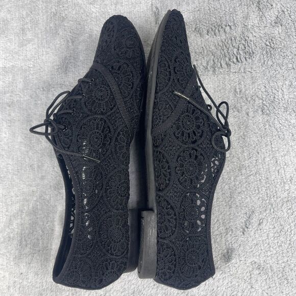 Lower East Side Shoes Womens Size 9 Black Lace Floral Pattern Flats - Picture 7 of 11